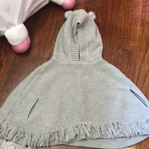 BabyGap gray poncho with hooded ears and fringe!